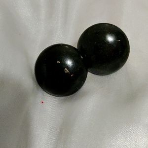 Large Plain black half sphere circle earrings